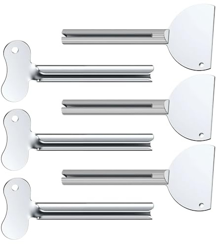Runsgo Toothpaste Squeezer, Metal Tube Squeezer Key Stainless Steel Toothpaste Roller Tube Wringer for Paint, Cream, Cosmetic and Hair Dye (6 PCS)