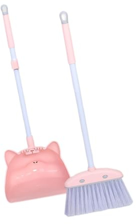 Children Cleaning Broom Dustpan Set Children Sweeping House Cleaning Toy Set Pink