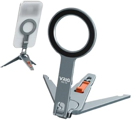 Lazmin112 Treppiede Magnetico Per Telefono, Supporto Pieghevole Per Telefono, Angolo Di Visione Regolabile, Impugnatura, Gancio Pieghevole, Slot Per Slitta a Freddo, Foro Vite 1/4