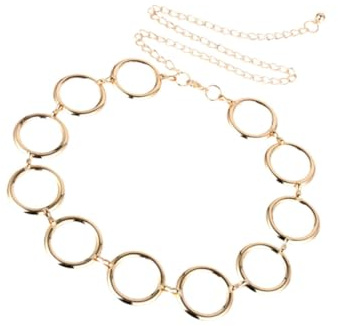 Warmhm Chaîne Géométrique Ronde en Métal Doré, Ceinture à Chaîne Dorée Minimaliste et Chic pour Femmes, Décoration de Vêtements pour Usage Quotidien et Fêtes