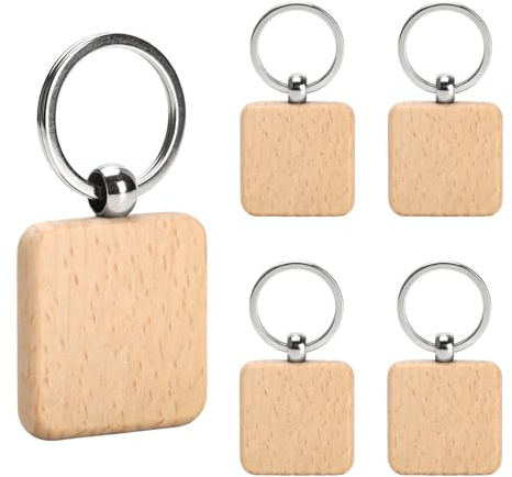25 Pièces Porte-Clés en Bois Vierges, Porte Clés Bois Brut avec Anneaux, Porte-clés Ronds Naturel Personnalisé pour Bricolage Artisanat Gravure Pyrogravure