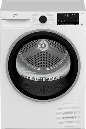 Beko B7T89209 Wäschetrockner, 9 kg, Frontlader Wärmepumpentrockner, 15 Programme, Sensortrocknung, HomeWhiz, Leise-Programm, ProSmart Inverter Motor, Säulenfähig, Aquawave Schontrommel, Weiß