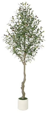 Garvee Olivier Artificielle Réalistes, Plante Artificielle Faux Olivier avec Olives Branche & Feuillage, Arbre Artificiel Décoration pour Bureau, Salon, Jardin