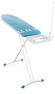 Leifheit Bügeltisch Air Board Express L Solid, Bügelfläche 130 x 38 cm, Bügelbrett höhenverstellbar 76 - 100 cm, geeignet für Dampfstationen, perforierte Baumwolle, aus Spezial-Kunststoff