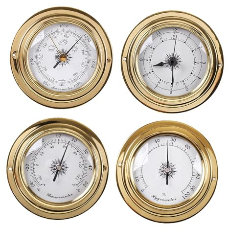 Kuntesetty Kit da 4 Barometri, Orologio, Termometro E Igrometro per Barche da