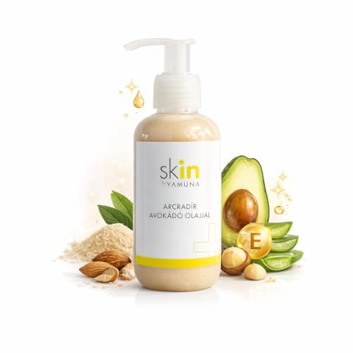 Yamuna ansiktsskrubb med avokadoolja 150 g - mild peeling med mandelskal, aloe vera och E-vitamin - för mjuk, slät hud - för alla hudtyper
