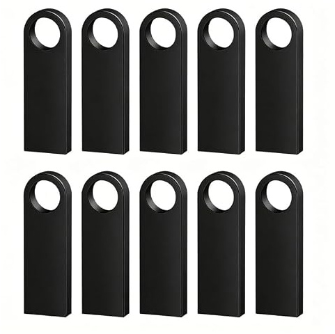 10 Pack 4GB Black Metal USB Flash Drive, Thumb Drive, USB 2.0, Waterproof | Metal shell protects files for office, school, travel and backups; memory stick, usb stick, jump drive, pendrive.