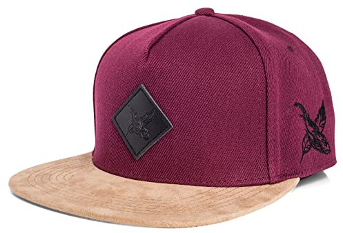 Blackskies® Port Said Snapback Cap | Unisex Baseball Mütze Kappe Wildleder Imitat Suede - Burgundy Rot Herren Damen Cap - Basecap Männer Frauen Streetwear Outdoor Sommer Freizeit