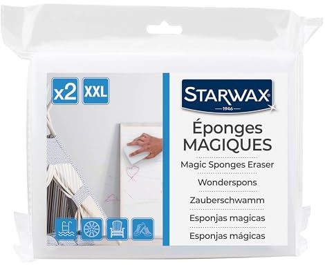 STARWAX - Eponges magiques - 4 lots de 2 éponges XXL - Elimine les traces tenaces - Surpuissantes - Non rayantes - Bonne prise en main et longue durée - Idéal rénovation, taches et salissures