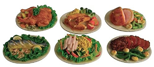 Melody Jane Puppenhäuser Puppenhaus 6 Teller Von Essen Fleisch Fisch Pork Etc Miniatur Esszimmer Zubehör