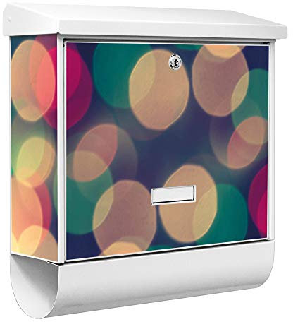 banjado® Burgwächter Briefkasten Weiß 38x39x12cm mit Motiv Streulichter/Briefkasten mit Zeitungsfach/Briefkasten mit Zeitungsrolle/Postkasten inkl. Montagematerial & 2 Schlüsseln