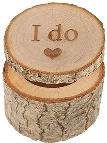 Egurs Natürliche Holz Ring Box Ringschachtel Creative Hochzeit Ringkissen I DO