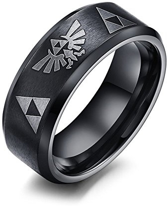 HAMANY 8MM Damen Herren Blue Stainless Steel Die Legende von Zelda Triforce Ring4 Farbe
