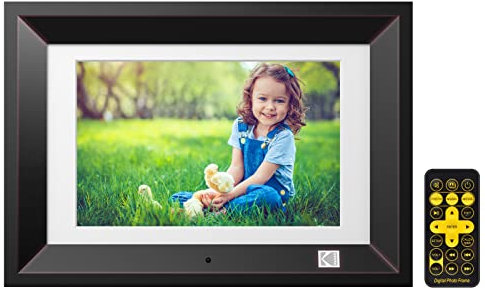 KODAK Cornice Digitale Foto 10 Pollici con Telecomando, 8GB di Memoria Interna, HD 1280*800 IPS Elettronica Cornice Legno con Auto-rotazione, Automatic Switch,Miglior Regalo per Amici/Famiglia/Anziani