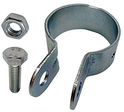 DOJA INDUSTRIAL | Morsetti Terminali Recinzioni | 42 mm | 10 Pezzi | Fascette Metalliche Fissaggio Palo Recinzione | Zincato | Morsetti Recinzione | Collare di Fissaggio Staffe Recinto Modulare