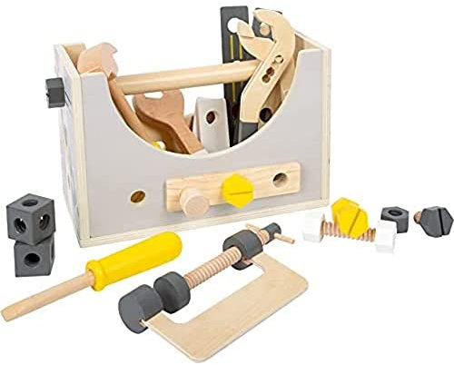 small foot Werkzeugkasten 2in1 Miniwob aus Holz, auch als Werkbank nutzbar, mit Kinderwerkzeugen, ab 3 Jahren, 11809