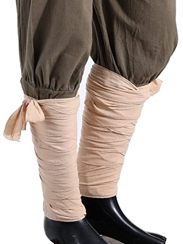 BPURB 2 Stück Mittelalterliche Wikinger lange Puttees Beinbandagen Gürtel LARP Piraten Cosplay Kostüme(Länge:420cm/165.35 inch) (Beige)