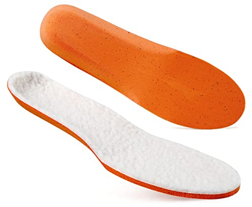 Knixmax Outdoor Solette invernali da uomo e donna, in lana d'agnello, calde, morbide, comode con supporto ad arco per stivali invernali e scarpe invernali EU36-46, bianco, EU 45