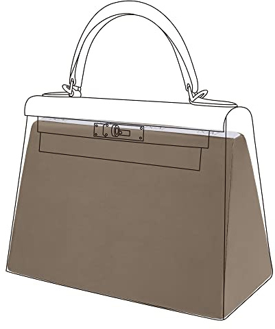 DGAZ Tasche Shaper Einsatz, Satin Memory Kissen für Kelly Pochette/Mini/20/25/28/32/35/40, Seidige Berührung Handtasche Einsatz (Etoupe, Kelly 28) | Luxuriöser Satinbezug, Hochwertiger Memory-Schaum, Elegante Formstabilität