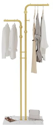 unho Garderobenständer Marmor, freistehender Kleiderständer Metal, Garderobe mit Kleiderstange, 5 Haken für Kleidung, Hüte, Taschen, Flur, Eingangsbereich