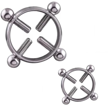 CXCUNAJG 2 Pièces de Mamẹlọn Tétọn Fake Anneau de Téton Non Piercé Acier Inoxidable Ajustable sans Piercing pour Femme-Argent