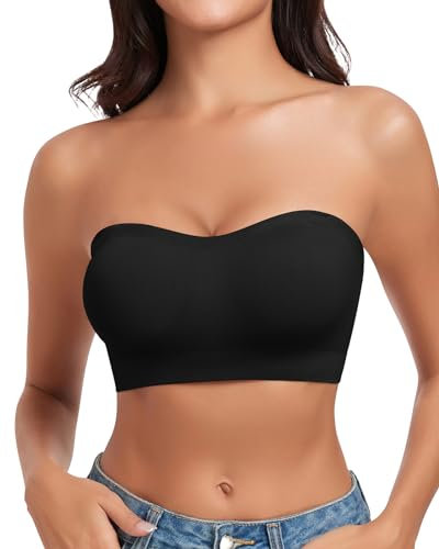 WOWENY Reggiseno a Fascia da Donna Senza Spalline Senza Ferretto, Bralette Imbottita Senza Cuciture con Spalline Trasparenti