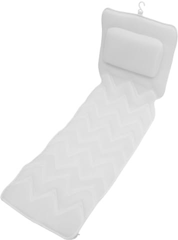 Healvian Rutschfestes Badekissen für Badewanne aus Polyester mit Großer Kopfstütze und Saugnäpfen Leicht zu Tragen für Entspannende Badezeit und Reise