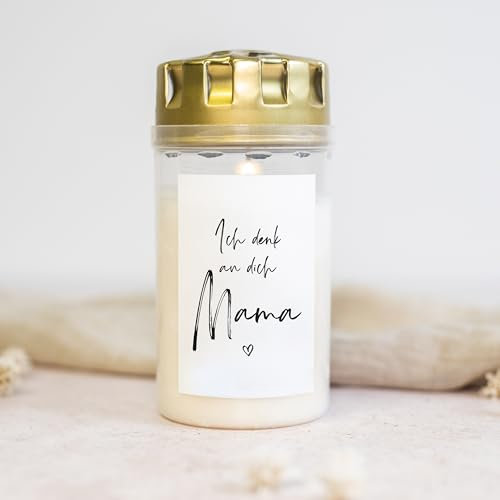 2x Grabkerze | Grablicht Mama Muttertag Geburtstag | Trauerkerzen mit Motiv | Friedhofskerze mit Deckel | Kerzen für Grabdeko Grabschmuck | Grabkerzen (Kompositions-Öllicht)