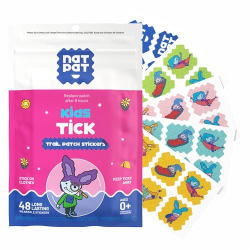 NATPAT TrailPatch Tick Stickers for Kids - Plant Based, Non Toxic Tick Repellent - BuzzPatch - The Original All Natural Chemical Free Outdoor Patch for Toddlers, Kids (48 Pack)