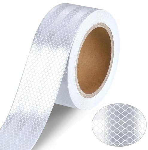 Zocipro Cinta Reflectante Adhesiva 5cm x15M, Blanca Tiras Reflectantes Adhesivas Res Istente Al Aguapegatinas, Cinta Reflectante Para Coche Camión Motocicleta Bicicleta Remolque Camper