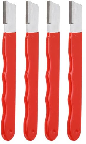 Gartenschneider-Schärfer, 4 Stück, Tragbares Mini-Werkzeug aus Wolframstahl für Gartenschere, Heckenschere, Schere, mit Weichem PVC, Rutschfestes Design (Rot glänzend)