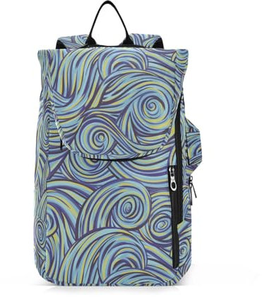 Amooorous Tennisschläger-Ball-Rucksack, atmungsaktiv, Wellen-Design, Blau, 3 Schläger, Badmintonschläger für Damen, Herren, Jugendliche