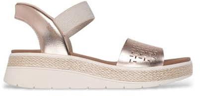 Skechers Dam 2026 Bobs Sun Ray vadderad komfort enkel passform slip-on sandaler, Roséguld Duraleather, 38.5 EU