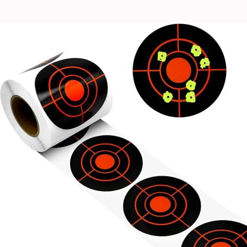 Atflbox 250 pièces Cibles de tir Autocollantes avec disques réactifs Jaune Fluorescent Cibles en Papier de 7,6 cm pour Exercices de tir au Fusil, Pistolet et Pistolet BB Airsoft