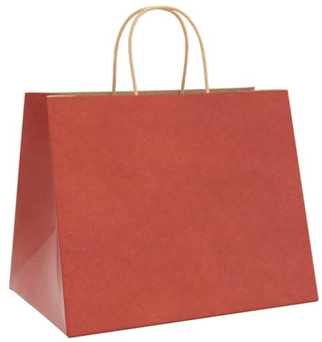 vidaXL Papiertragetaschen 250 Stk., Papiertüten mit Henkeln, Kraftpapiertüten, Geschenktüten für Einkaufen Hochzeiten Verpackungen Partys Geburtstag Weihnachten, Rot 32x22x24cm