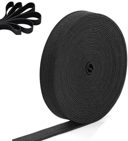 Banda elástica, 10 metros, banda de goma de 15 mm de ancho, para goma de pantalones, manualidades domésticas, color negro