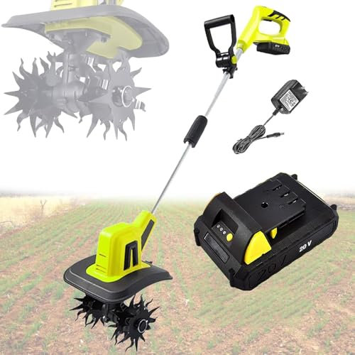 XCSCUK Motozappa a Batteria Rotavator, motozappe, coltivatore Elettrico, Larghezza di Lavoro 25 cm, profondità di Lavorazione 22 cm, per Piccole aziende agricole, Giardini