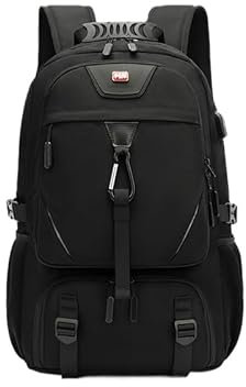 SWZEC NULSTA Reiserucksack Erweiterbarer Sportrucksack XL mit Schuhfach Schulrucksack (Schwarz (80L))