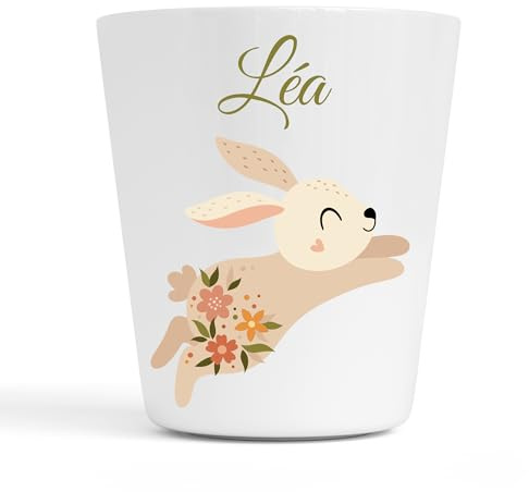 Générique Gobelet en Plastique pour Enfants | Gobelet Personnalisé avec Nom |Verre Plastique Incassable Personnalisé (Lapin Léa)