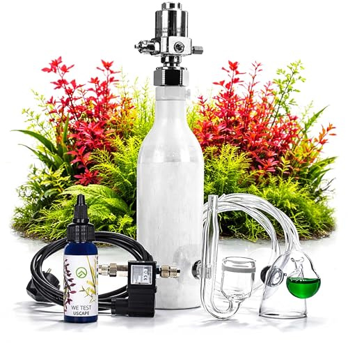 USCAPE CO2 Anlage Aquarium Sodaflaschen Komplettset - Inkl. Nano-Diffusor, Dauertest, Druckminderer, 2m Schlauch - Profi
