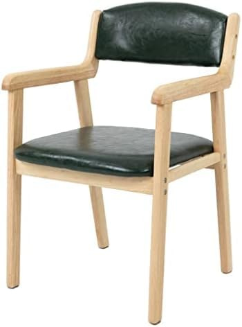 Silla decorativa de cuero con brazos, cómoda silla de comedor tapizada, silla moderna para sala de estar con patas de madera, silla de escritorio para cocina, dormitorio, esquina pequeña
