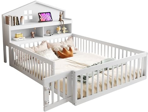 Goldicoo Montessori Lit de Sol 140 x 200 cm - Lit pour Enfant en Bois