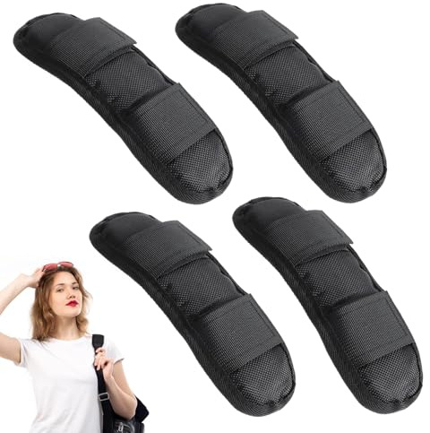 AuraFusion Schulterpolster – 4er Set Schwarze Abnehmbare Schultergurtepolster, Extra Dicke Polsterung, Universell Einsetzbar für Taschen, Gitarrengurte und mehr