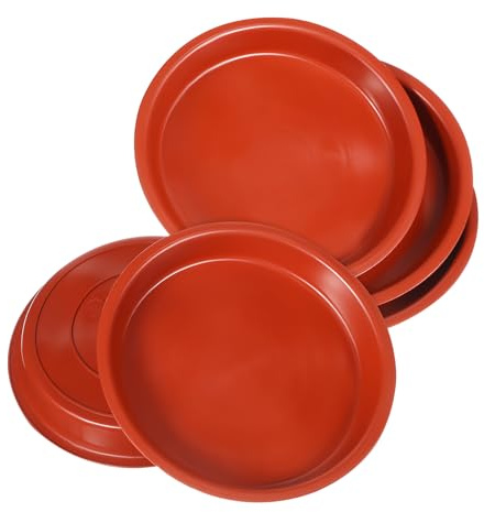 ibasenice 5 Pièces Plateau de Fleurs Plastique Rouge Lot de Soucoupes Rondes pour Pots de Plantes pour Intérieur et Extérieur Protection Débordements et Élégance Décorative