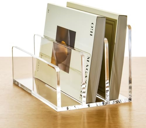 AIMOLLY brevhållare av akryl – 3 fack, transparent och lättskött, skrivbordsbrevlåda/förvaringssystem för kontor, familj, hemmakontor, skola, HBT: 17,5 x 10,4 x 10 cm