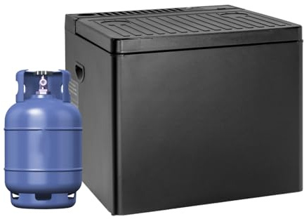 Smad 41L Camping Fridge, 3 Way Fridge Camping Gas 12V 240V for Caravan, Campervan, Van, Motorhome, Garage, Truck, Tent, RV, Mobil-Home, 0-10℃, Black