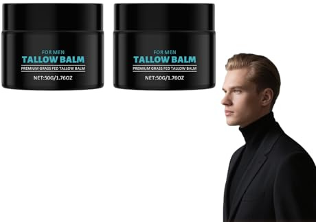 Baume anti-rides au suif - Crème visage au suif de bœuf nourri à l'herbe, soin anti-âge pour hommes, jour et nuit, hydratation et éclat nourrissant, réduit les rides et la sécheresse (2 boîtes)