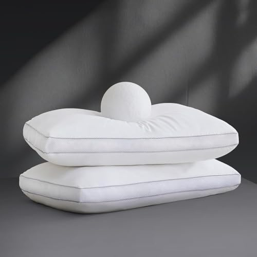Yalamila Goose Down Bed Pillows King Size Set of 2 (White), Hotel Collection Pillows for Sleeping, Gusseted Pillow for Side, Back, or Stomach Sleepers, 20 x 36