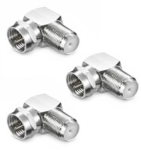 PerfectHD 3x SAT F-Winkeladapter 90° – F-Stecker auf F-Buchse – Antennenadapter für TV, Receiver, SAT-Dose, LNB – Vollmetall, 75 Ohm, kompakt, korrosionsbeständig, 3 Stück