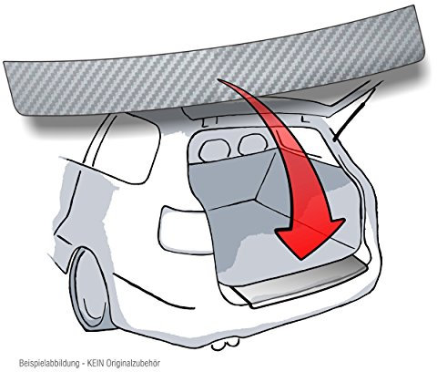 LACKSCHUTZSHOP Ladekantenschutz, Lackschutzfolie, Schutzfolie in 3D Carbon Silver für VW Polo VI (Typ AW ab BJ 2017, 6.Generation) - 160µm 3D Carbon Silber